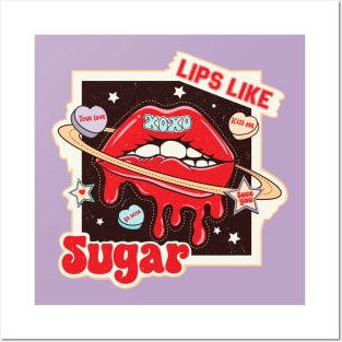 Lips Like Sugar Red Lips XOXO Kiss Me Be Mine Love You Posters and Art